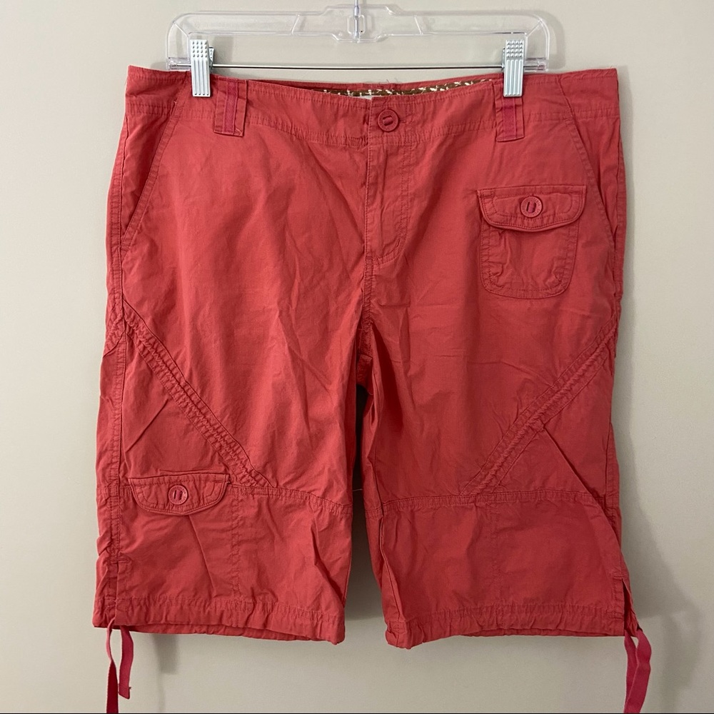 Columbia Women’s Cargo Shorts Size 12 Petite Orange Cotton Camping Hiking